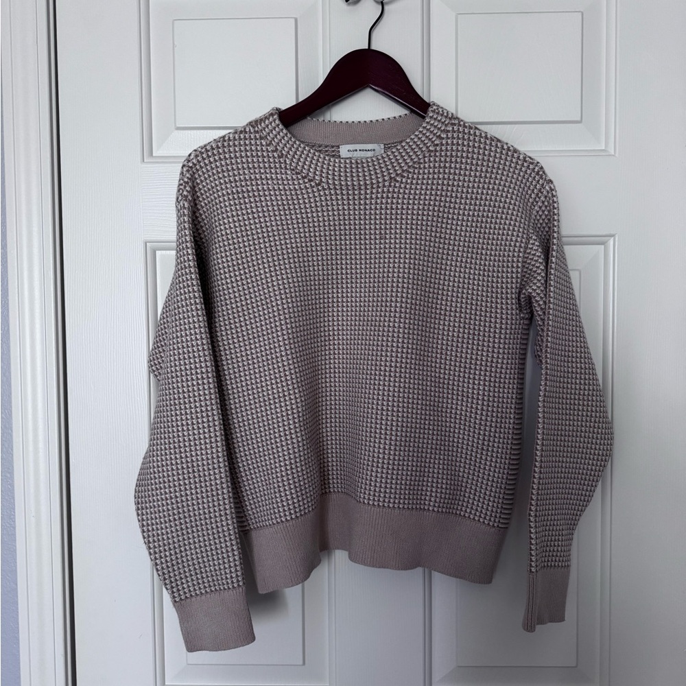 Club Monaco Houndstooth Beige Sweater